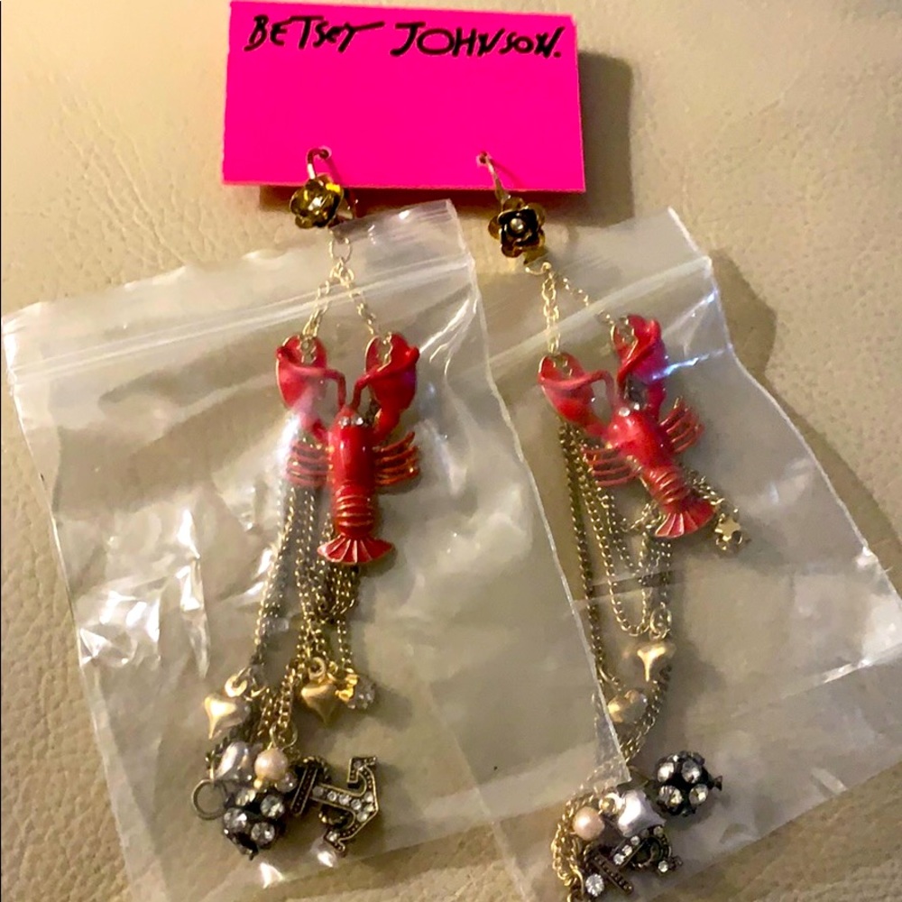 Vintage Betsy Johnson lobster nautical earrings
